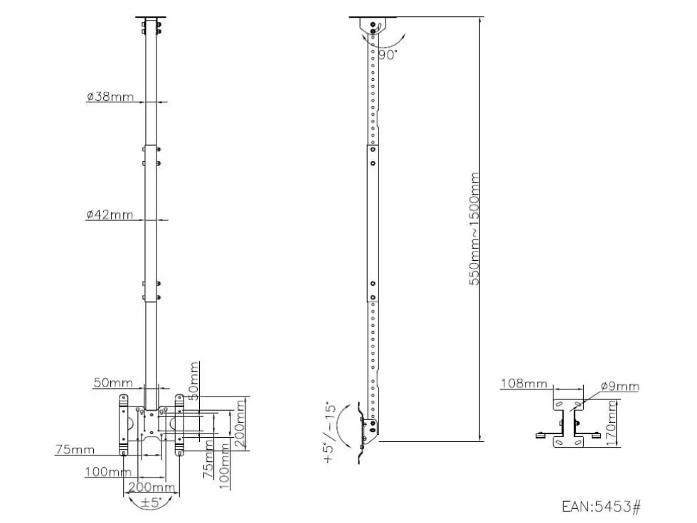 Multibrackets M Public Ceilingmount Small Single