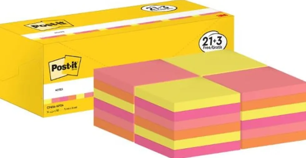 Notes POST-IT Värdepack, 76x76 mm, 24/FP
