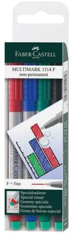 OH-Penna/Märkpenna Faber Castell 4set, fine, vattenlöslig