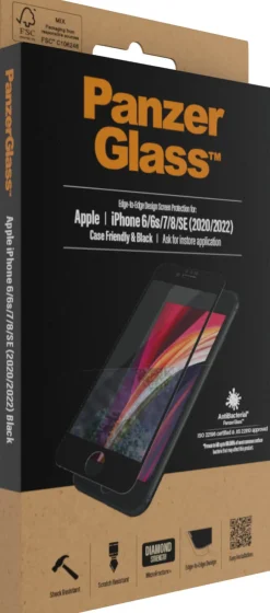 PanzerGlass iPhone SE (2020)/8/7/6 Case Friendly, Black