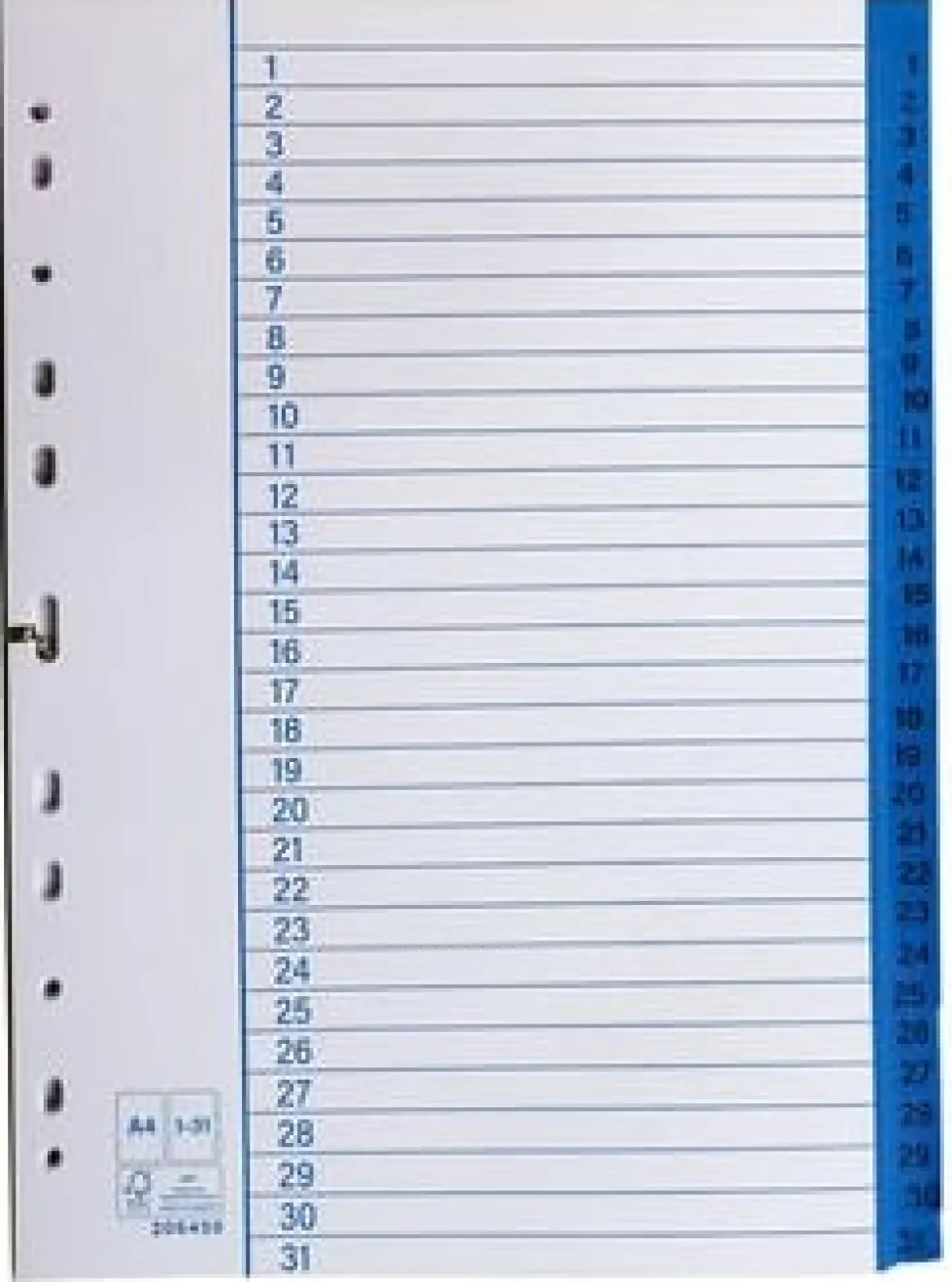 Pappersregister A4 1-31 10/fp