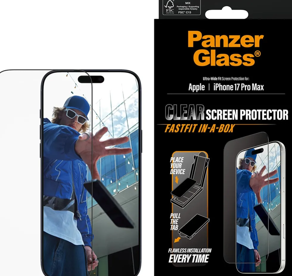 PG Screen Protect Black Frame iPhone 17 Pro Max UWF Fastfit