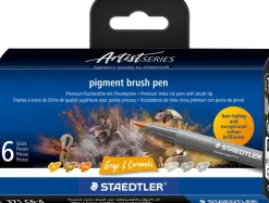 pigment brush penna Grå&Karamell 6st