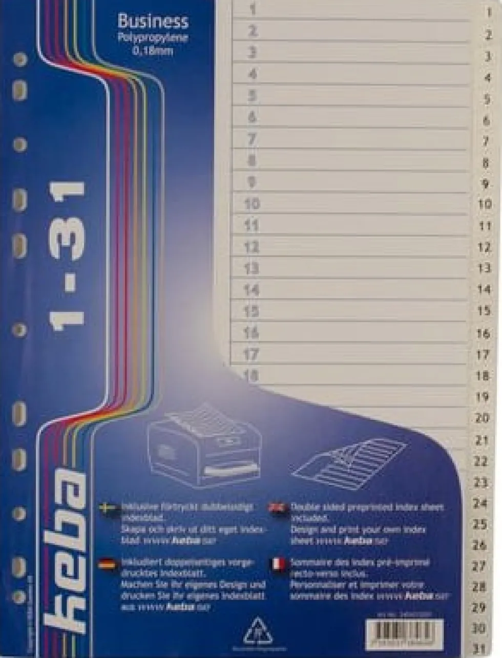 Plastregister KEBA A4 PP 1-31