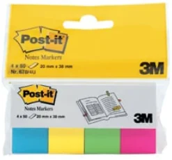 Post-it Märkflik 20x38 papper ass. neon (4)