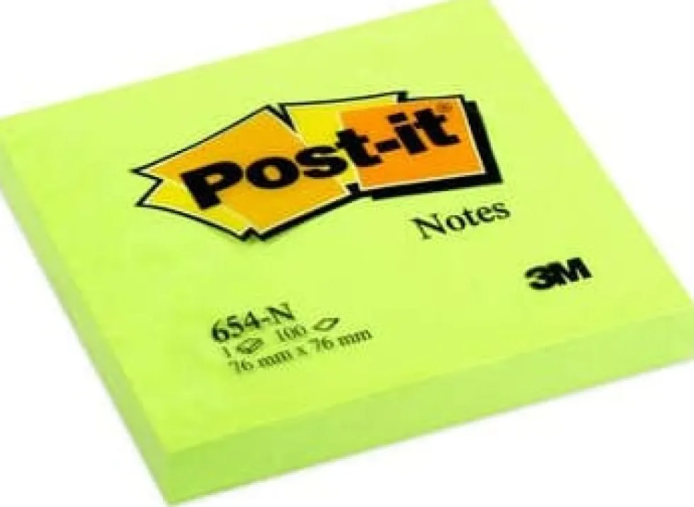 Post-It Neongrön, 76x76mm, 6st
