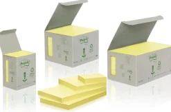 Post-It Recycled Gul, 76x76mm, 6/fp