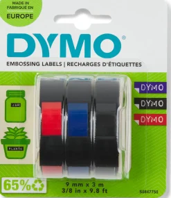 Präglingsband DYMO 9mmx3m r-b-s 3/fp