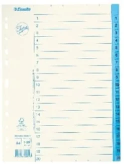 Pärmregister JOPA Papper A4 1-20, blå flik, 10st