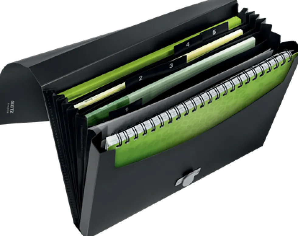 Projektmapp LEITZ Recycle PP A4, 5 fack, svart