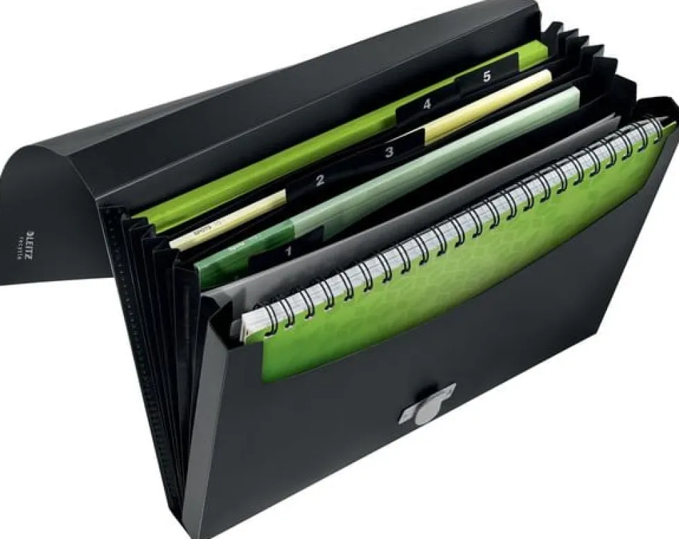 Projektmapp LEITZ Recycle PP A4, 5 fack, svart