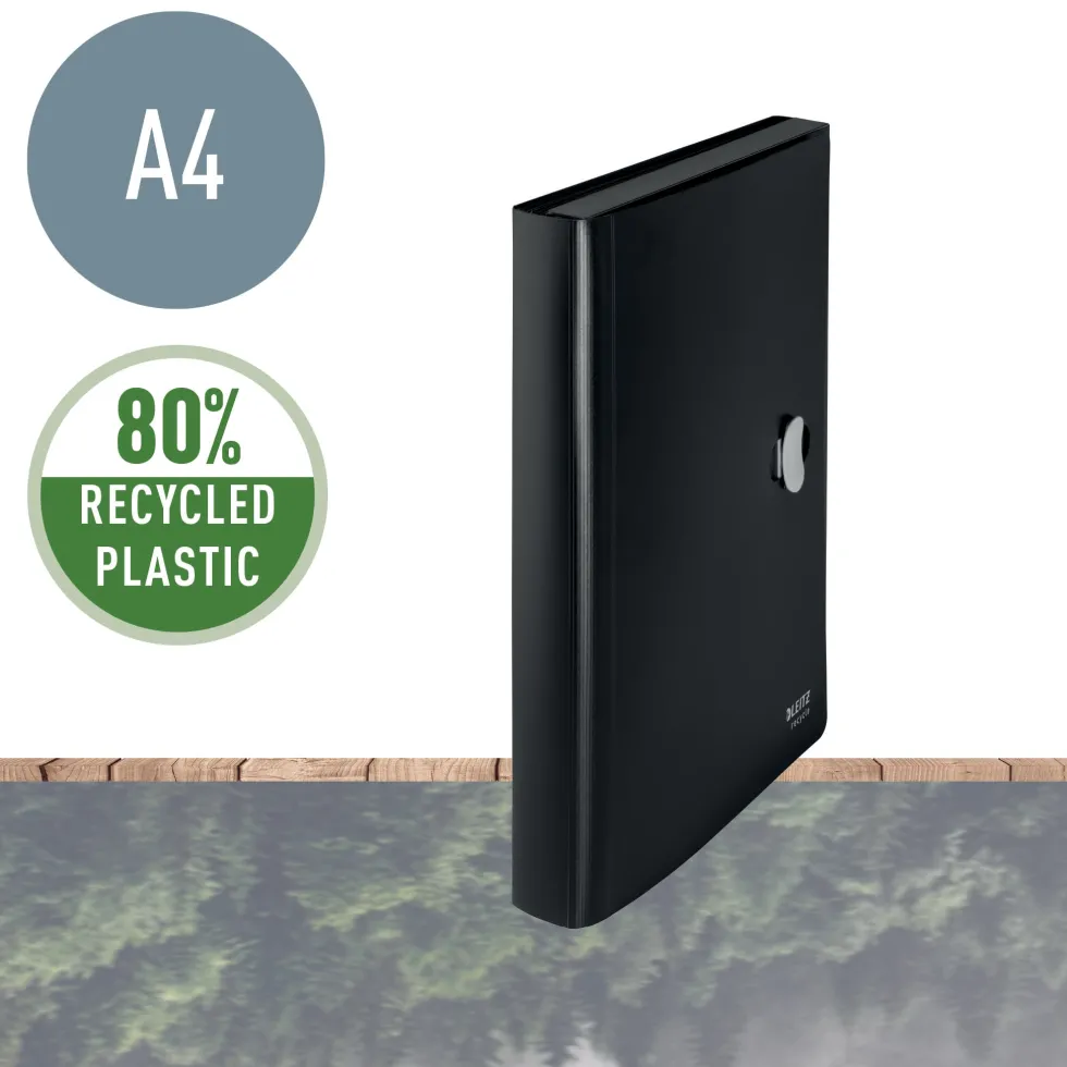 Projektmapp LEITZ Recycle PP A4, 5 fack, svart