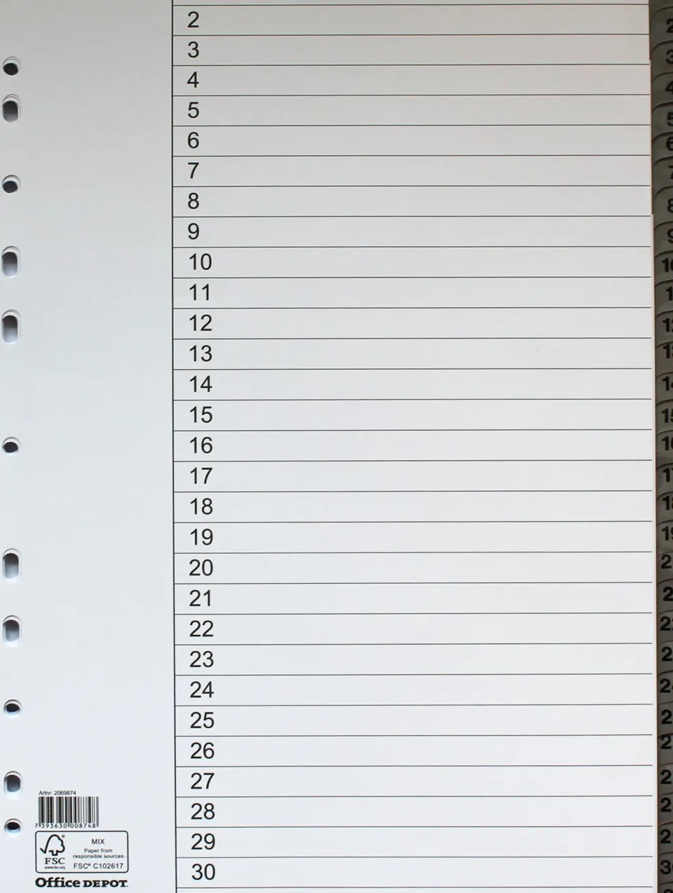 Register flikförstärkt A4 1-31