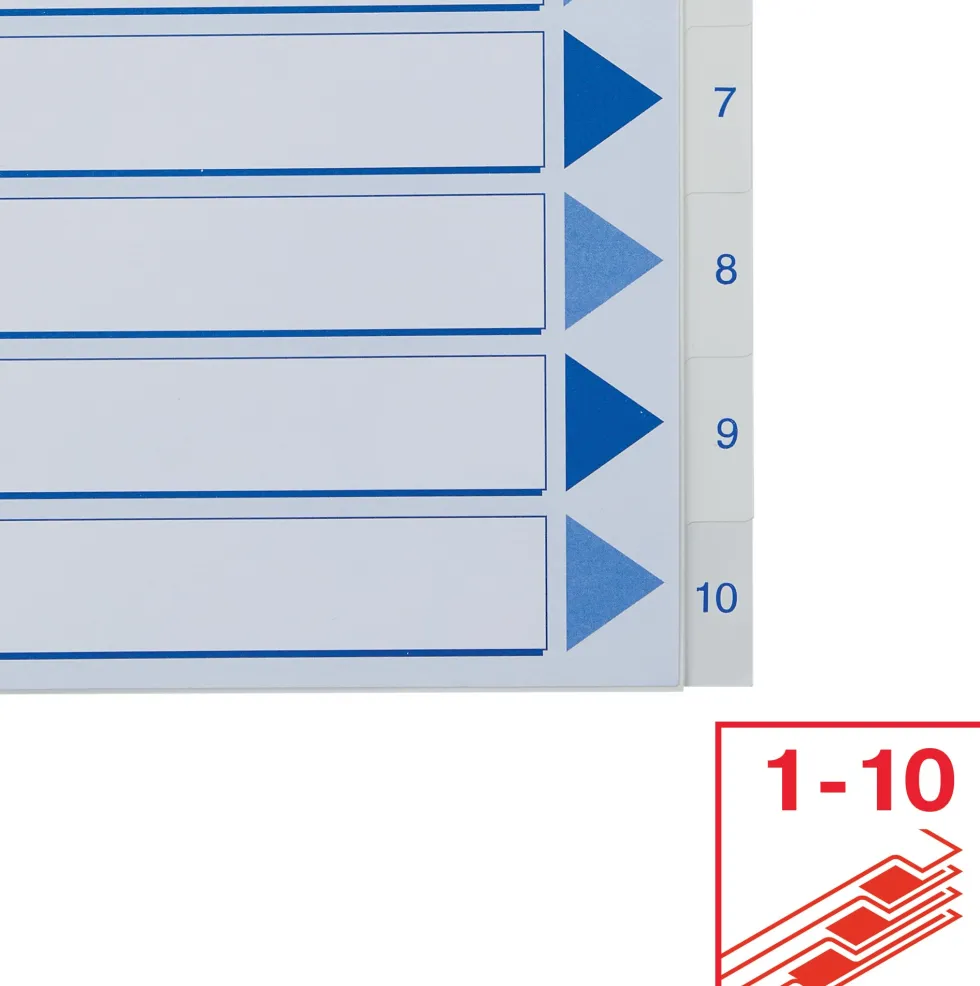 Register Non-Stop A4/1-10 rubrikblad vit