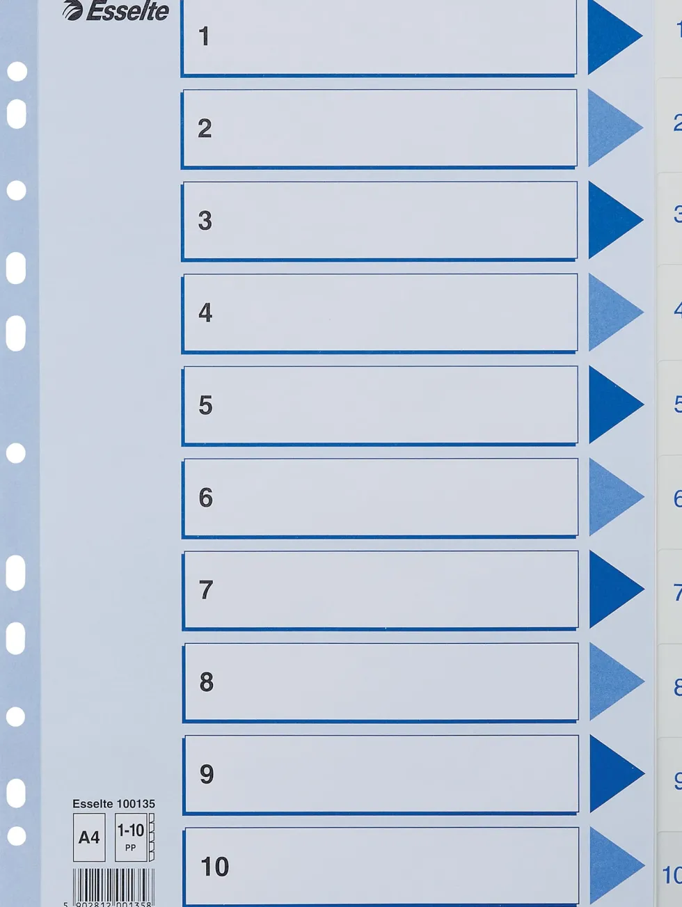 Register Non-Stop A4/1-10 rubrikblad vit