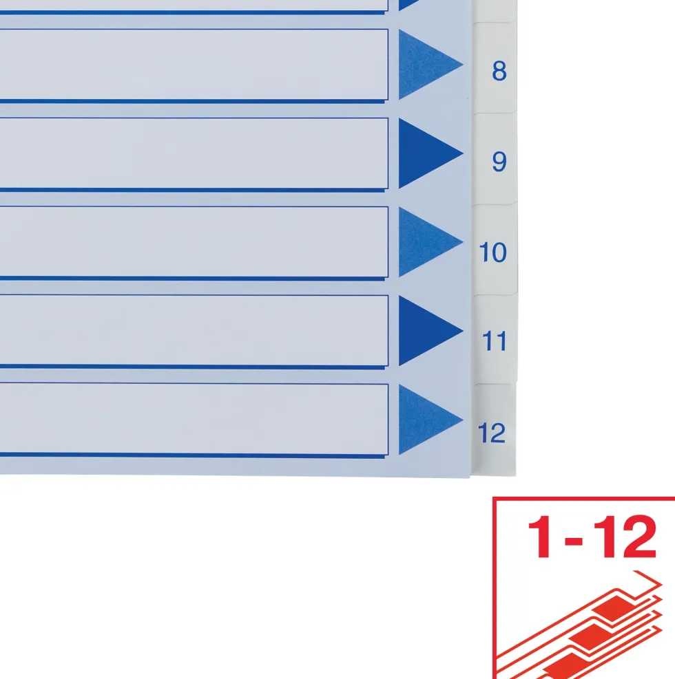 Register Non-Stop A4/1-12 rubrikblad vit