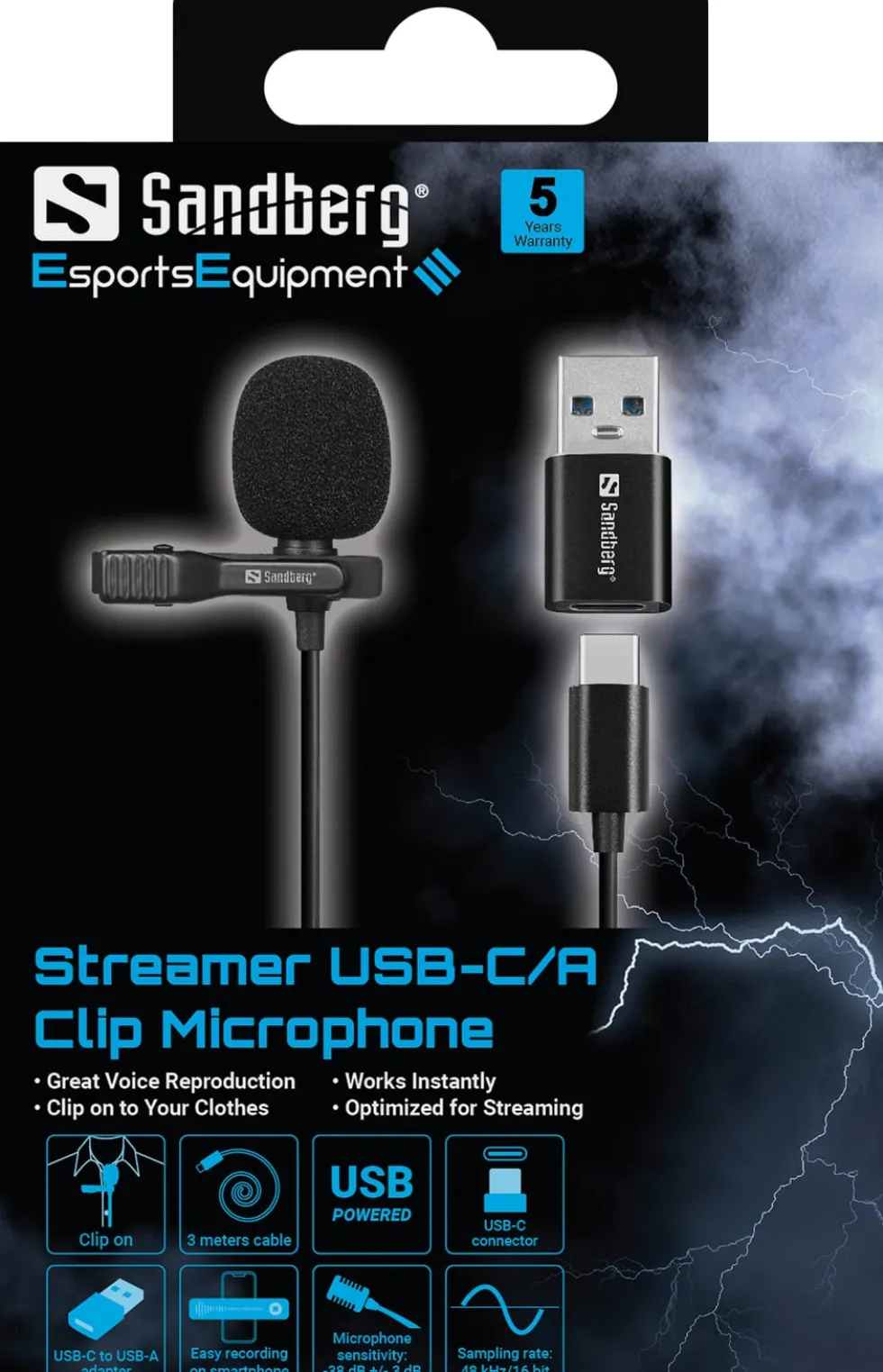 Sandberg Streamer USB Clip Microphone