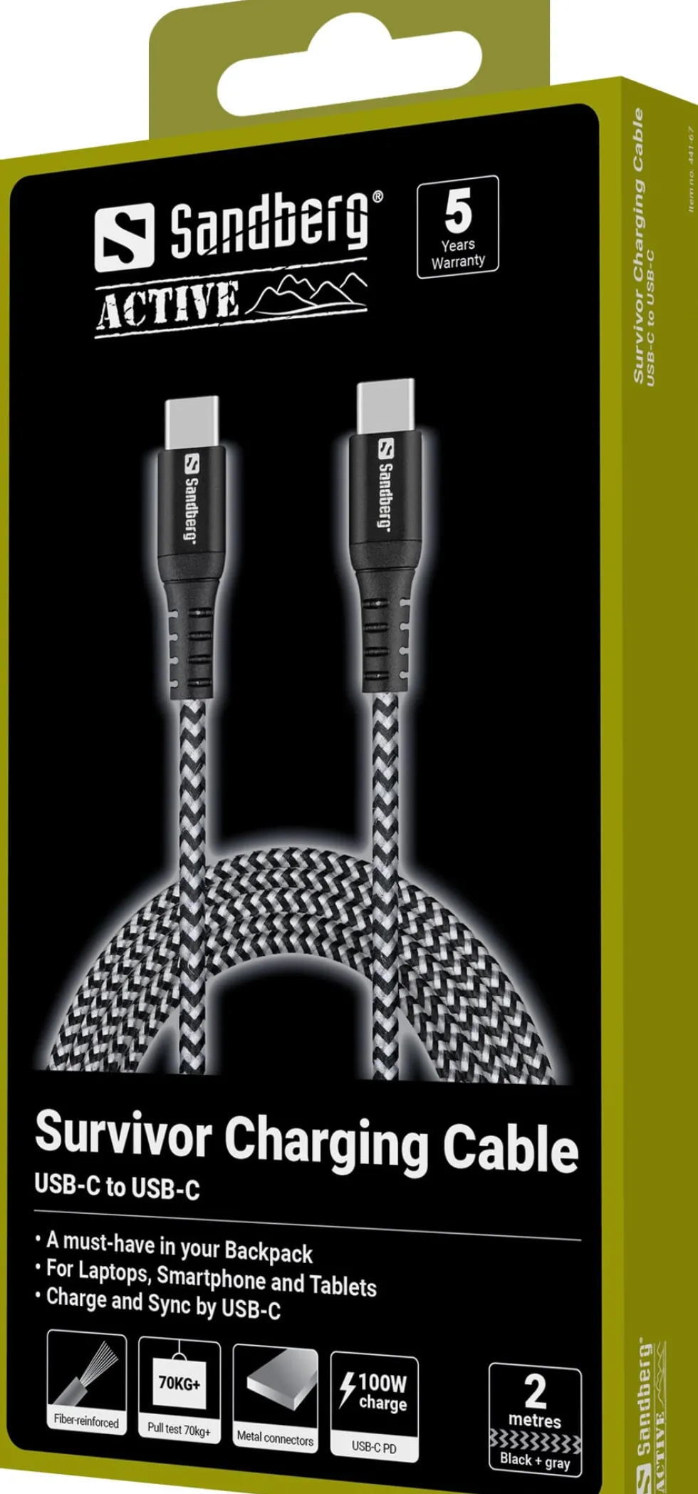 SANDBERG Survivor USB-C Cable 2M 100W