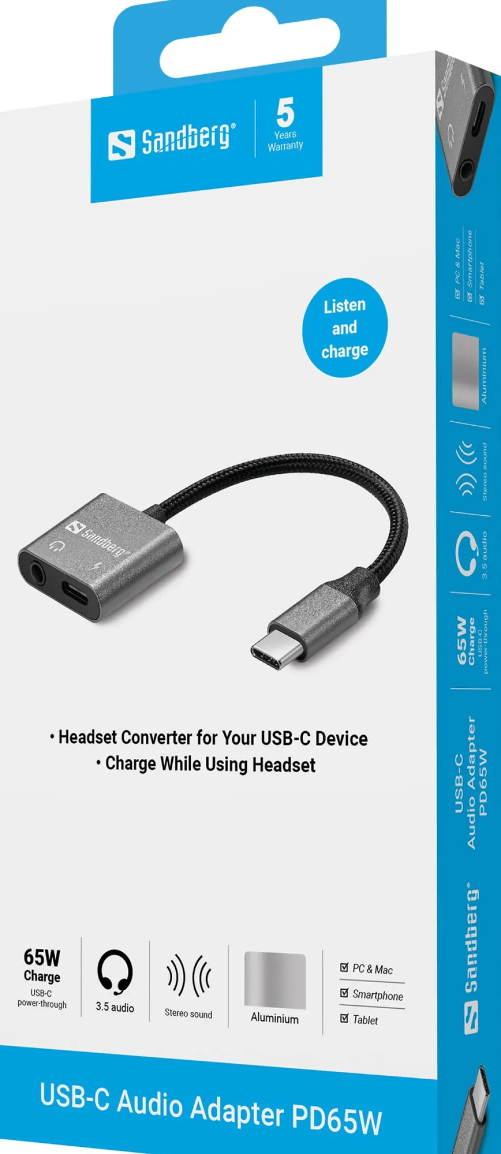 Sandberg USB-C Audio Adapter PD65W