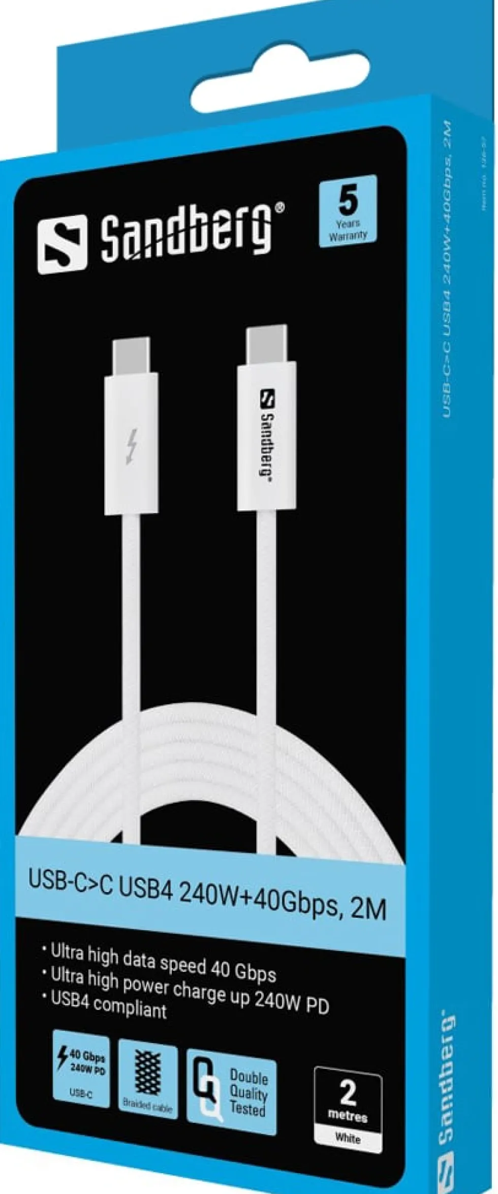 Sandberg USB-C>C USB4 240W+40Gbps, 2M