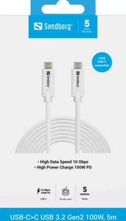 SANDBERG USB-C to USB-C USB 3.2 Gen2 100W, 5m