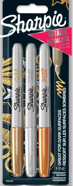 Sharpie Metallic 1,4 mm 3-pack guld, silver, bronze
