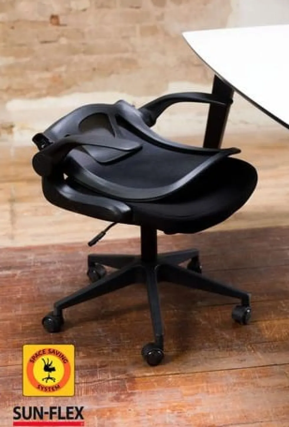Skrivbordsstol SUN-FLEX®HIDEAWAY CHAIR, Svart, fällbar rygg