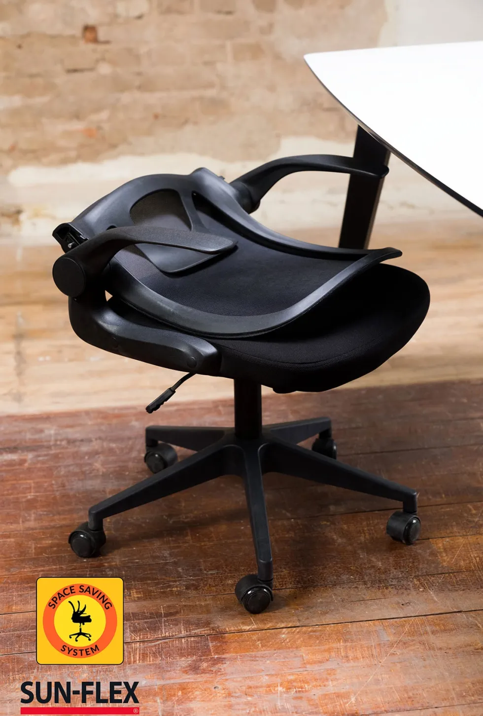 Skrivbordsstol SUN-FLEX®HIDEAWAY CHAIR, Svart, fällbar rygg