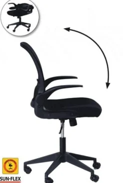 Skrivbordsstol SUN-FLEX®HIDEAWAY CHAIR, Svart, fällbar rygg