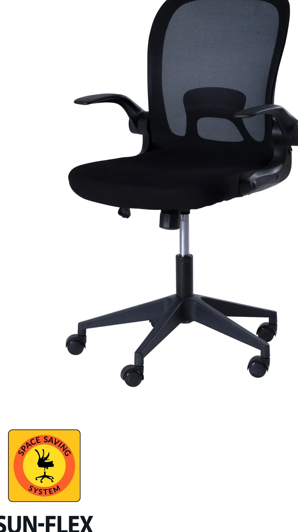 Skrivbordsstol SUN-FLEX®HIDEAWAY CHAIR, Svart, fällbar rygg