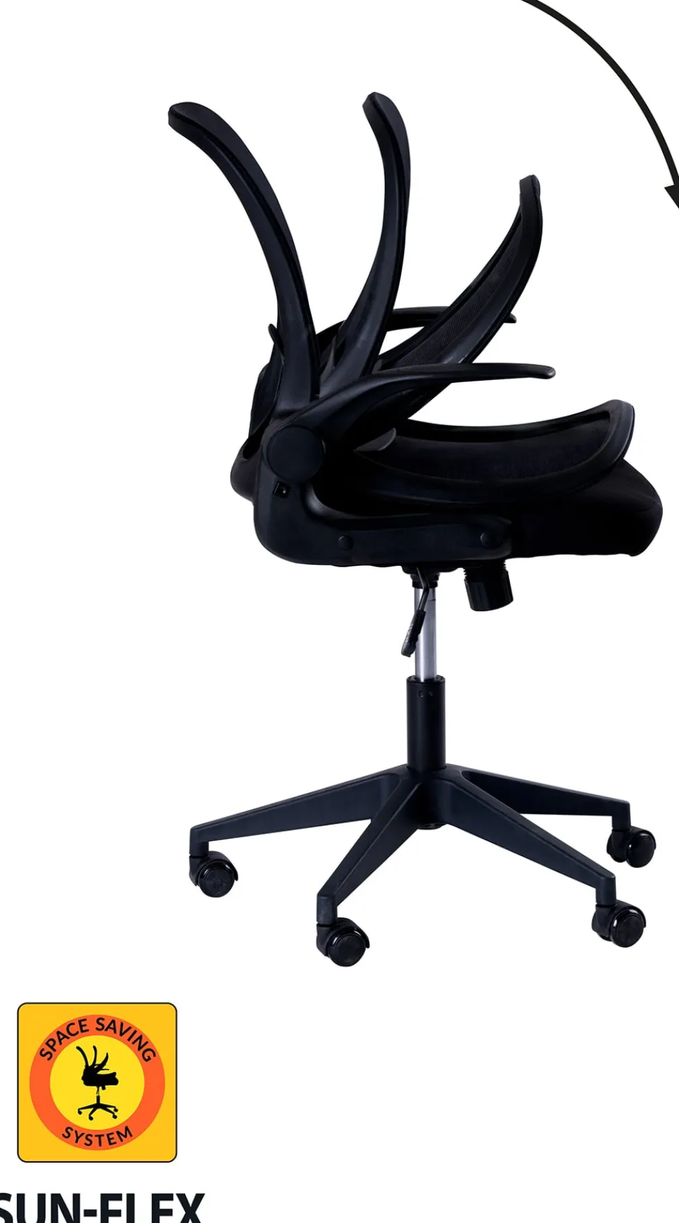 Skrivbordsstol SUN-FLEX®HIDEAWAY CHAIR, Svart, fällbar rygg