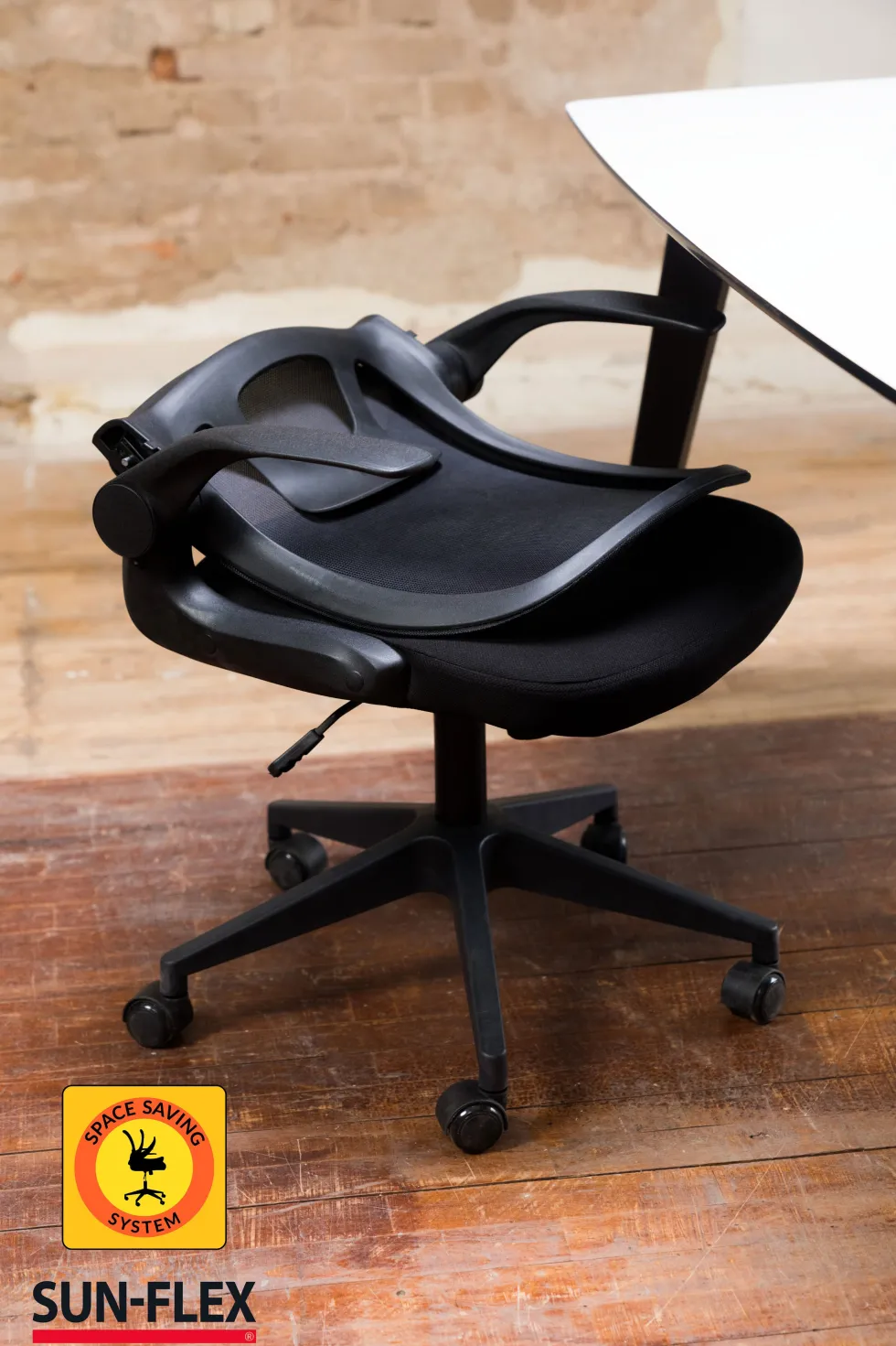 Skrivbordsstol SUN-FLEX®HIDEAWAY CHAIR, Svart, fällbar rygg