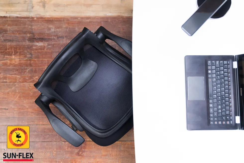 Skrivbordsstol SUN-FLEX®HIDEAWAY CHAIR, Svart, fällbar rygg