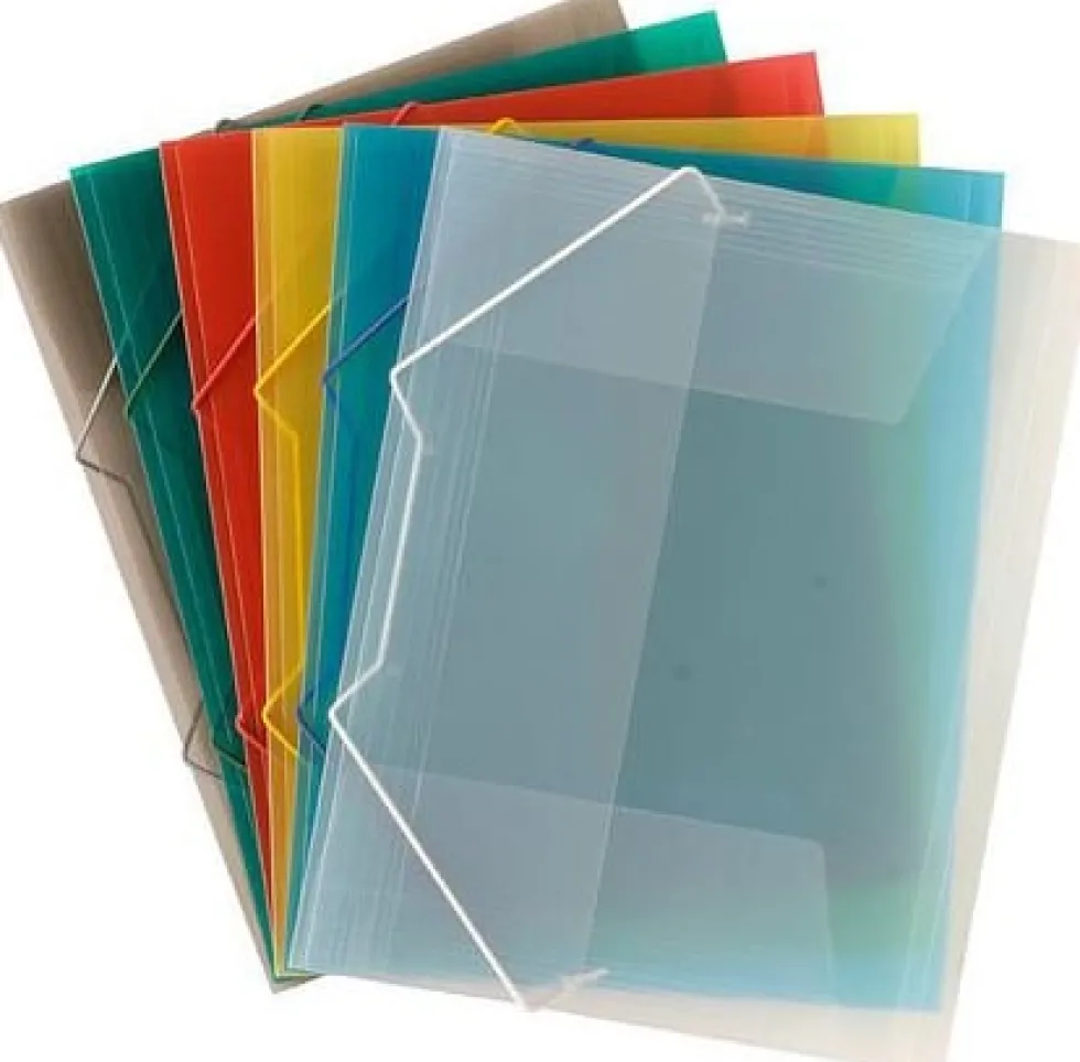 Snoddmapp PP Plast A4, 3-klaff, Transparent Blå