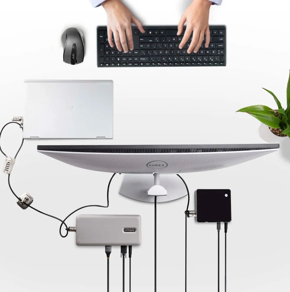 StarTech.com Laptop/Desktop & Peripheral Lock Kit, 9.8ft (3m)