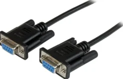 StarTech.com 1 m svart DB9 RS232 seriell nollmodemskabel F/F