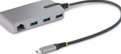 StarTech.com 3-Port USB-C Hub with Ethernet, 3x USB-A Ports,