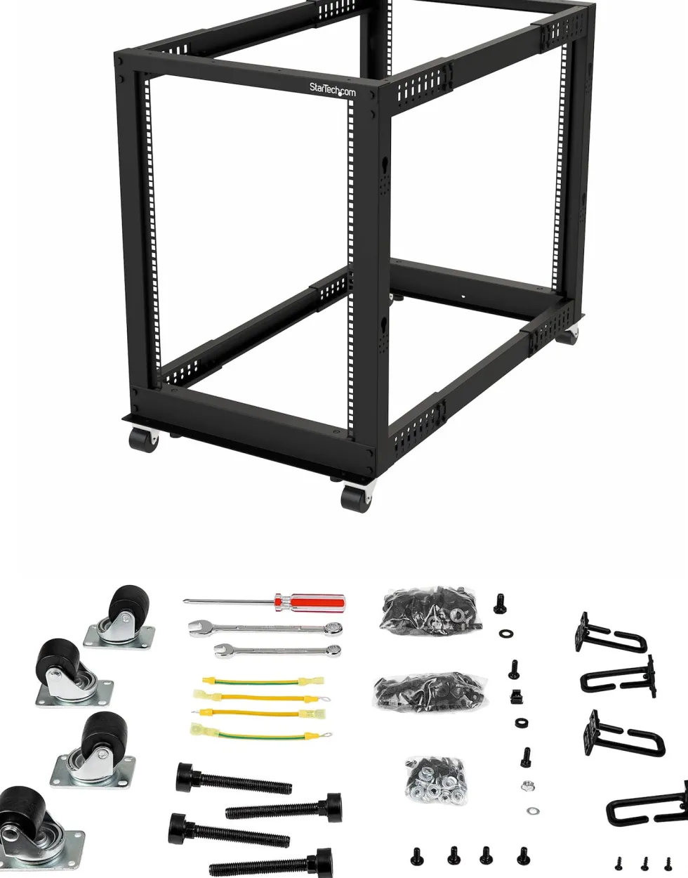 StarTech.com 15U 19-tums öppet serverrack - 4 stolpar justerbart