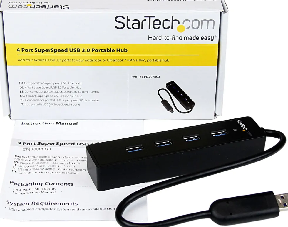 Startech 4-Port USB 3.0 Hub with Built-in Cable - SuperSpeed