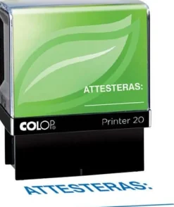 Stämpel "ATTESTERAS" 37x13mm COLOP Blå