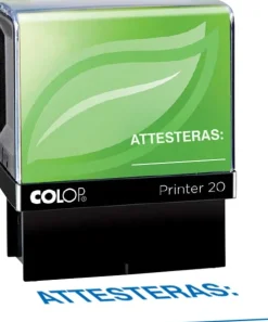 Stämpel "ATTESTERAS" 37x13mm COLOP Blå