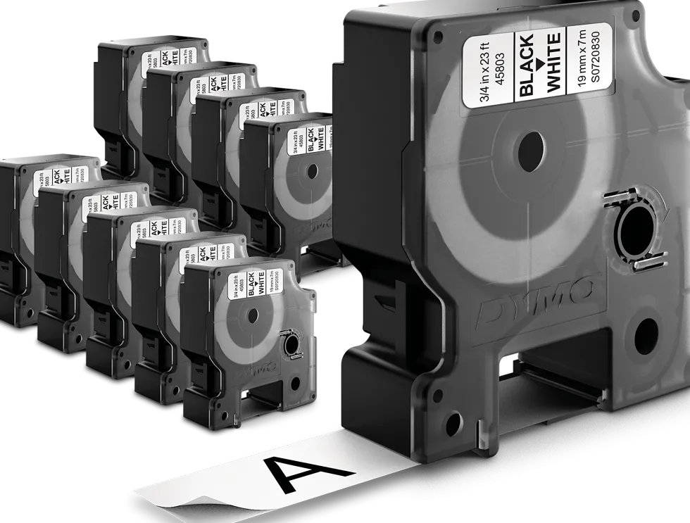 Tape DYMO D1 19mm Svart på Vit Bulk