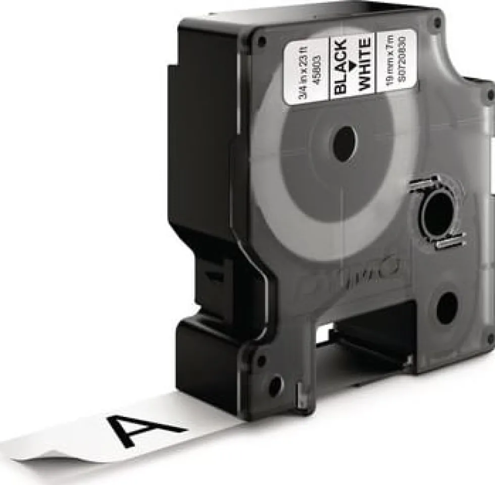 Tape DYMO D1 19mm Svart på Vit Bulk