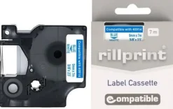 Tape 9mm blå på vit