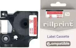 Tape 9mm röd på vit