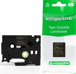 Tape 24mm TZe-354 guld på svart