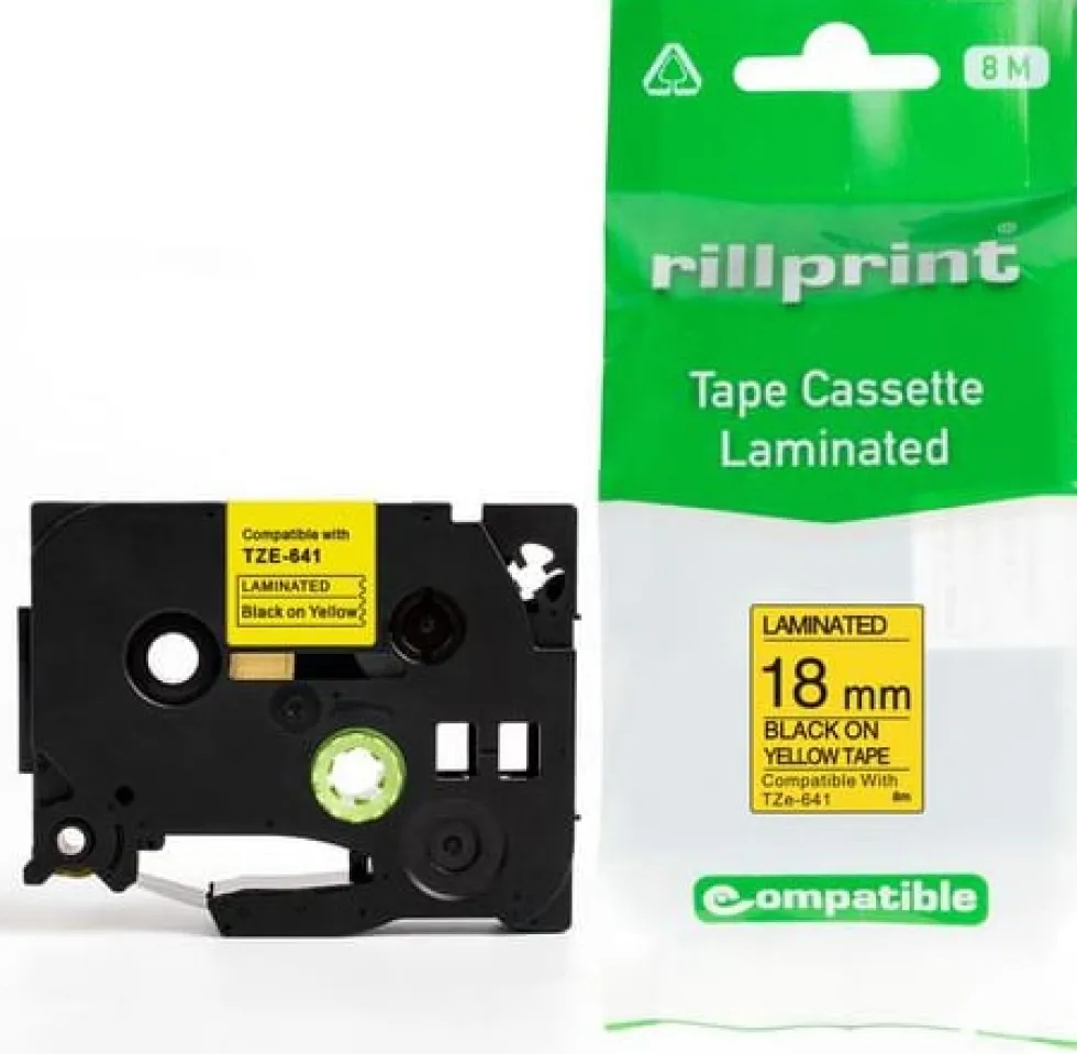 Tape 18mm TZe-641 svart på gul