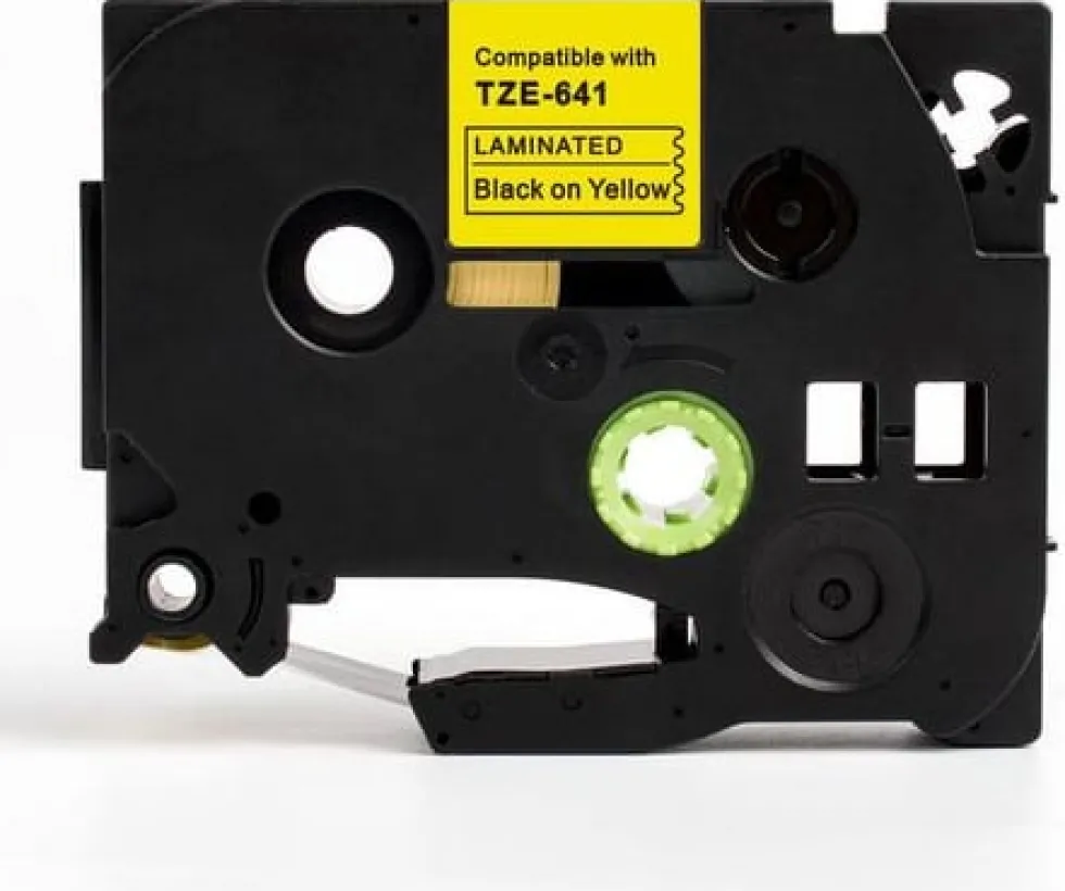 Tape 18mm TZe-641 svart på gul