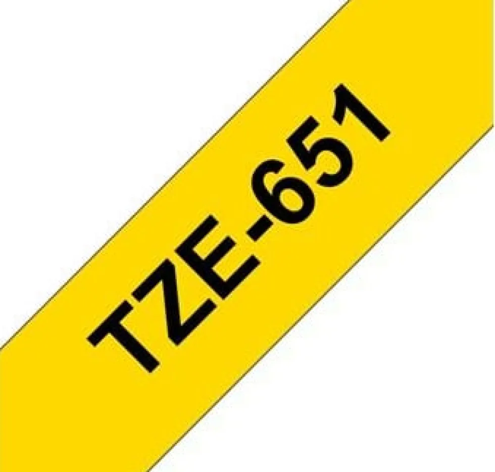 Tape 24mm TZe-651 svart på gul