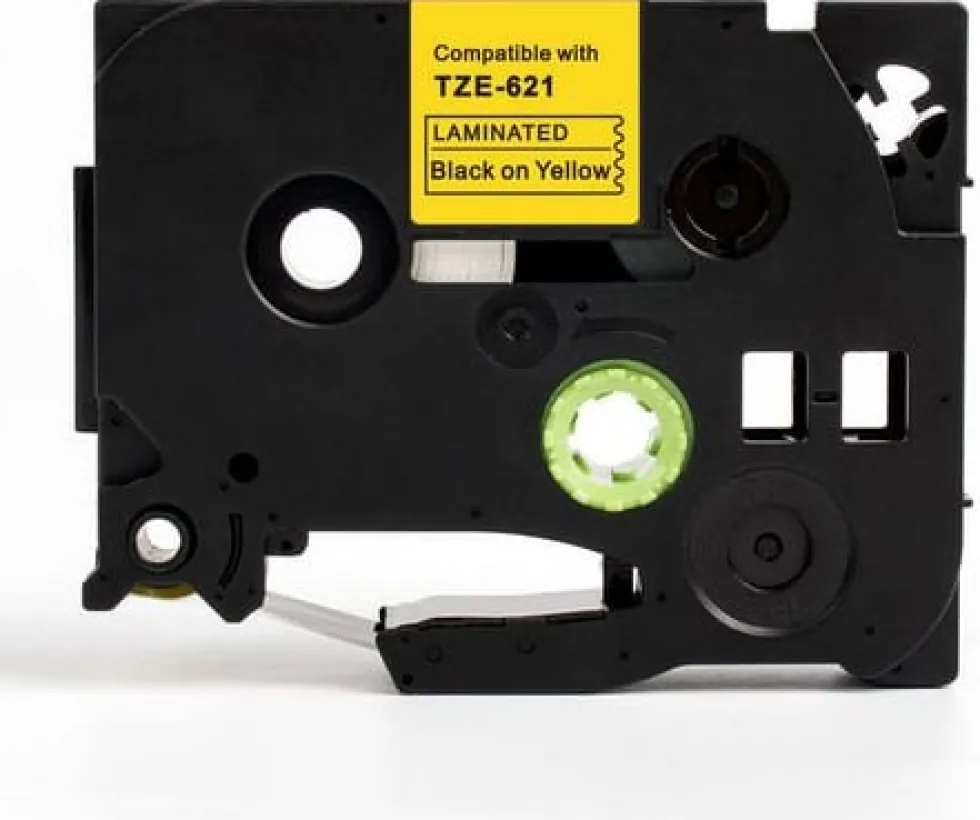 Tape 9mm TZe-621 svart på gul